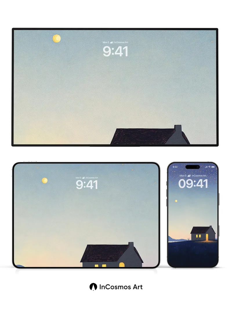 Luminous Solitude Wallpaper with Star-Strewn Sky