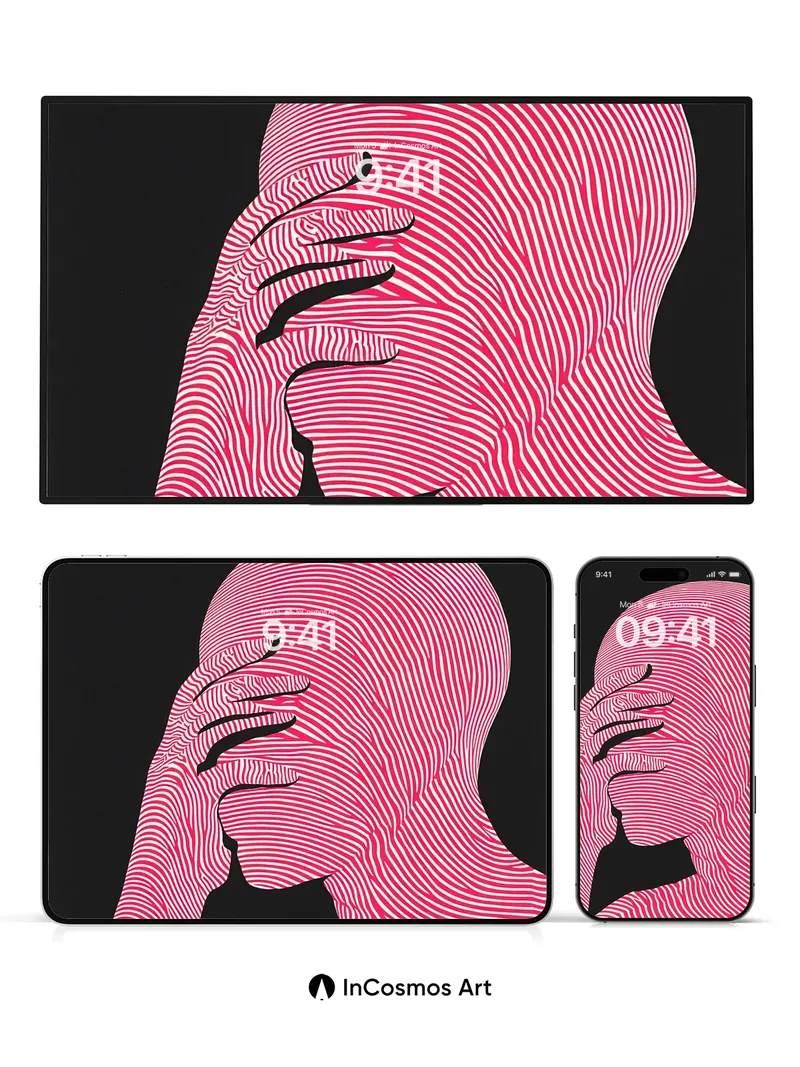 Surreal Strata Wallpaper with Hidden Lines