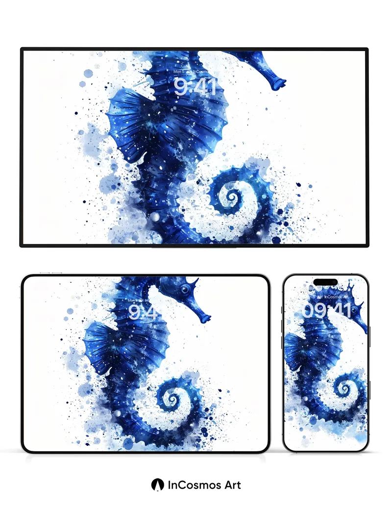 Cosmic Seahorse Wallpaper with Starlight Veins