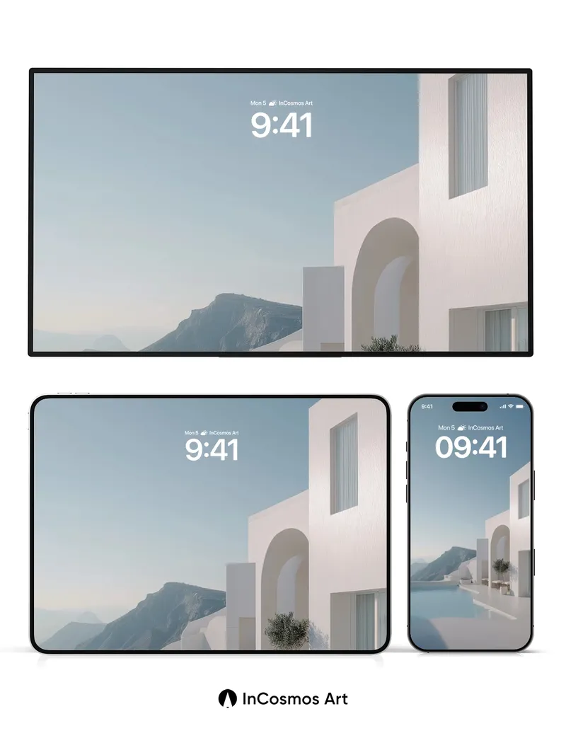 Serenity Poolside Wallpaper with Arched Light