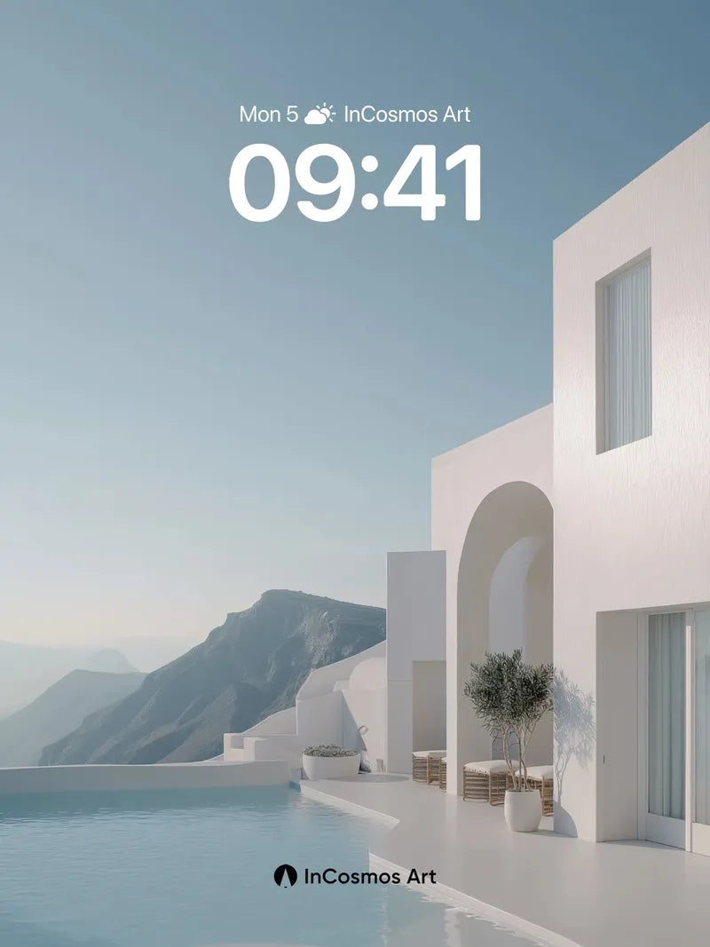 Serenity Poolside Wallpaper with Arched Light