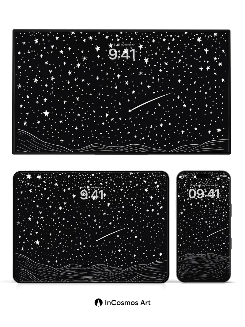 Stellar Whisper Wallpaper with Falling Light