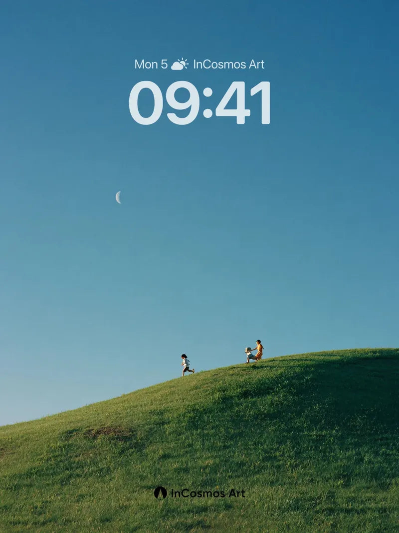 Serenity Slope Wallpaper with Crescent Moon