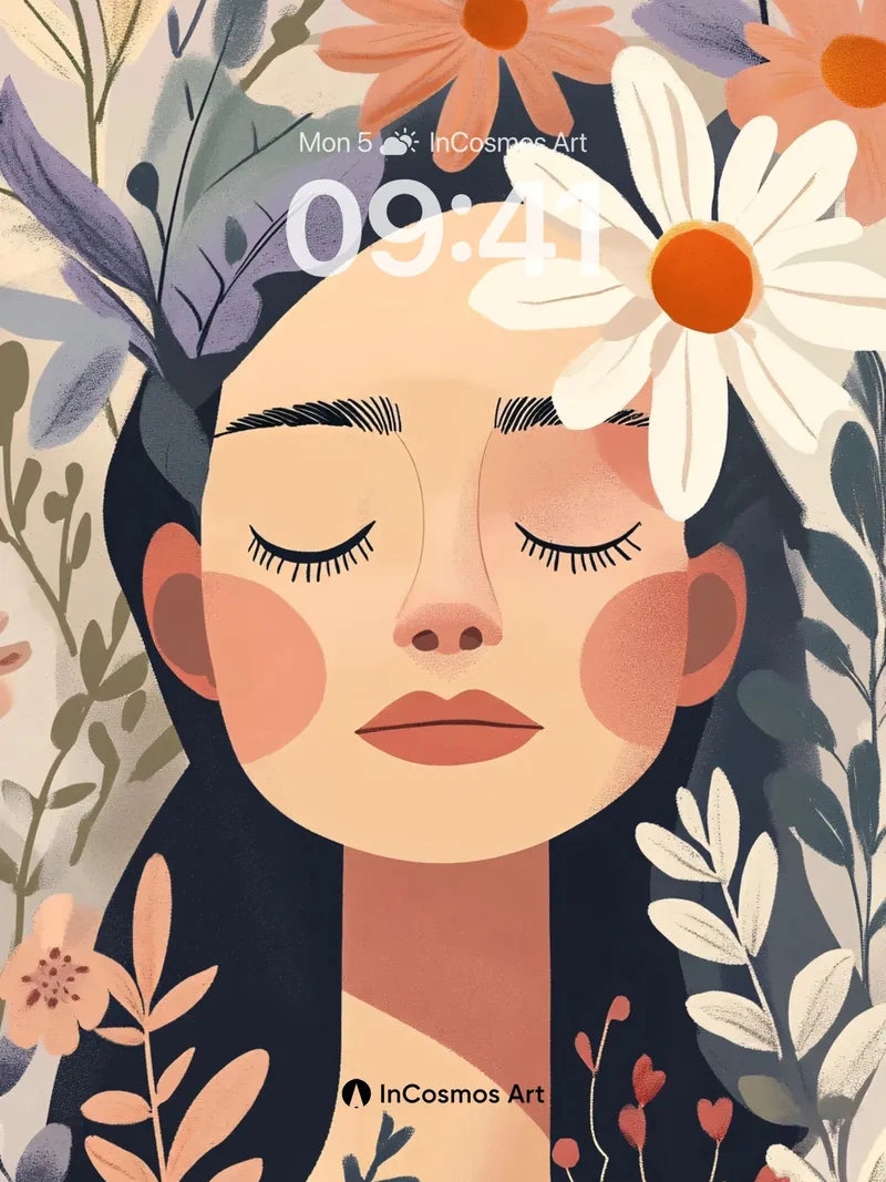 Serene Bloom Wallpaper with Daisy Crown