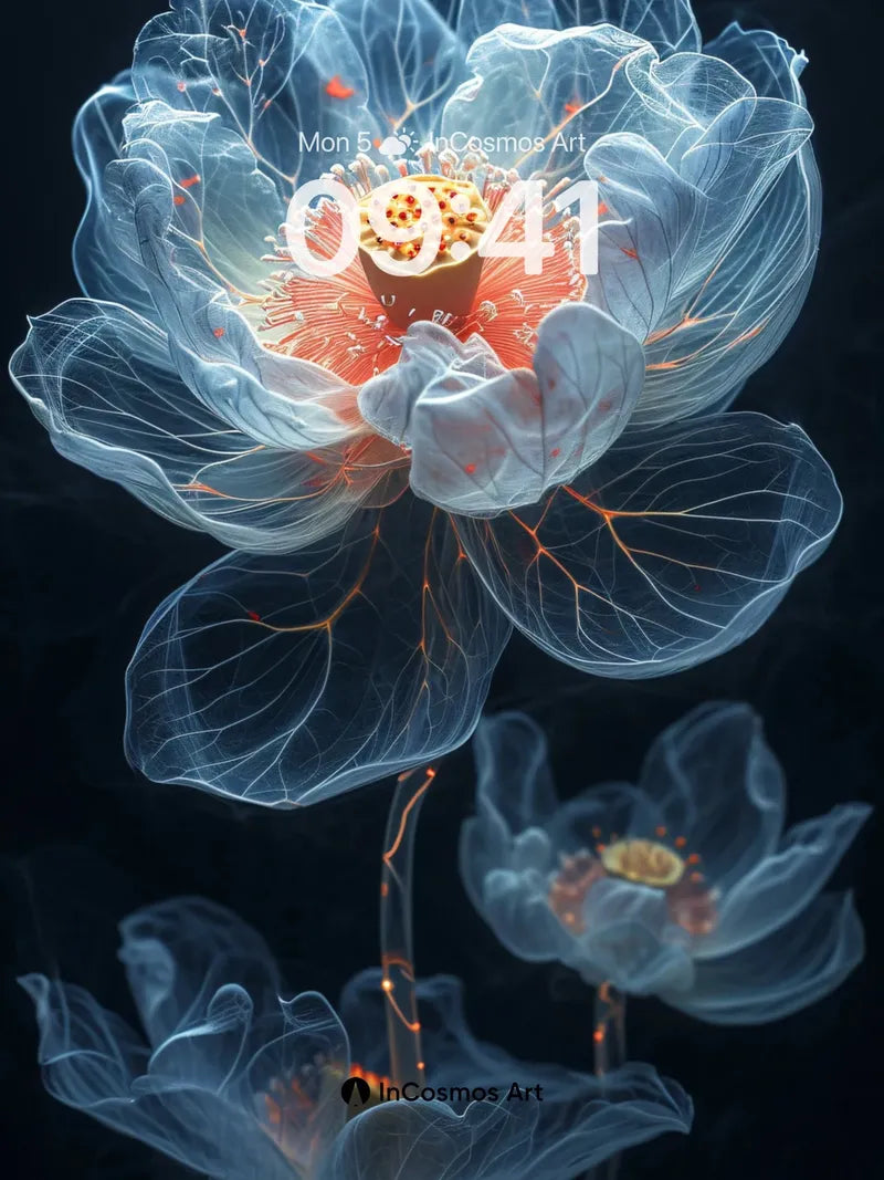 Luminous Veil Wallpaper with Bioluminescent Petals