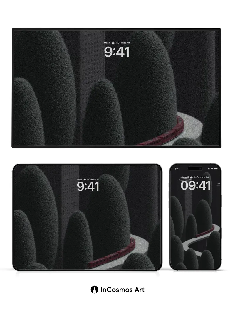 Midnight Circuit Wallpaper with Velvet Peaks