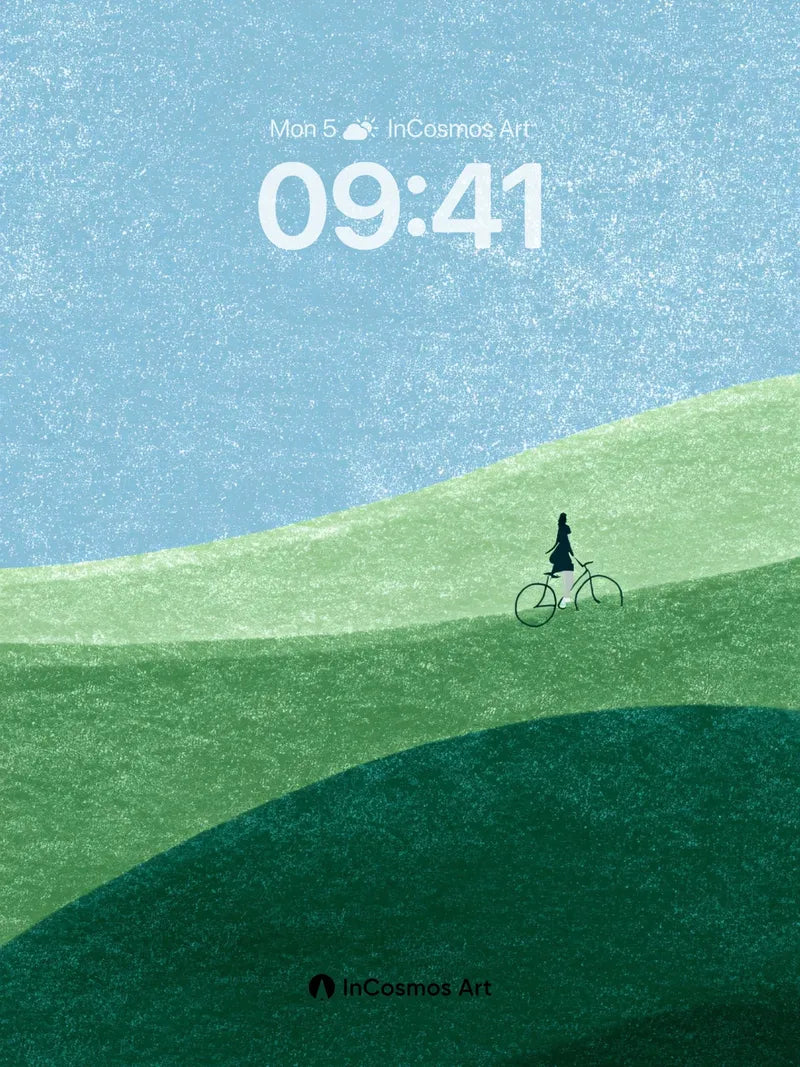 Serenity Ridge Wallpaper with Silent Cyclist wallpaper for iPhone, iPad & Mac