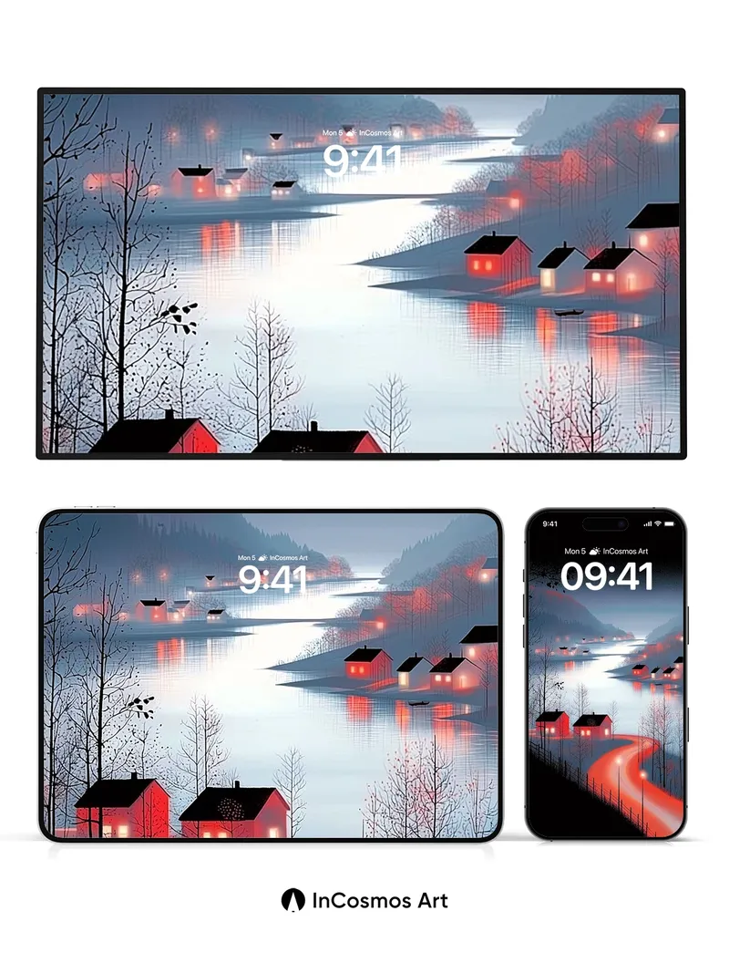 Crimson Hush Wallpaper with Frozen Light Trails