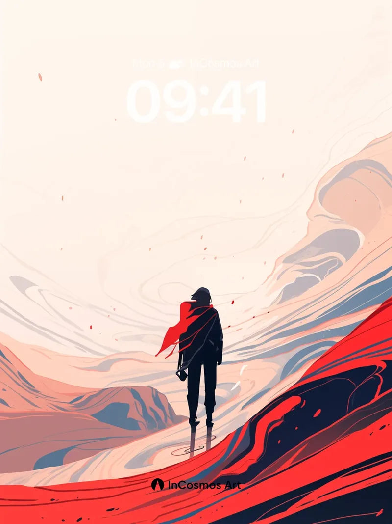 Surreal Horizon Wallpaper with Crimson Flow