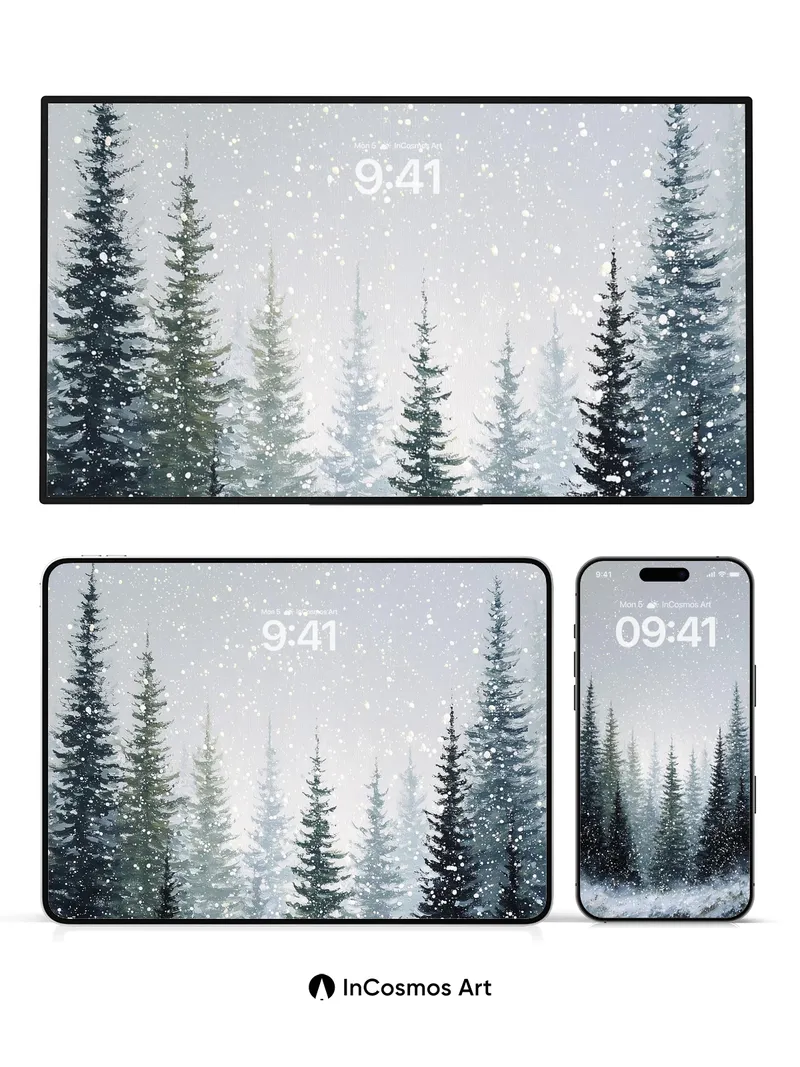Silent Frost Wallpaper with Whispering Pines