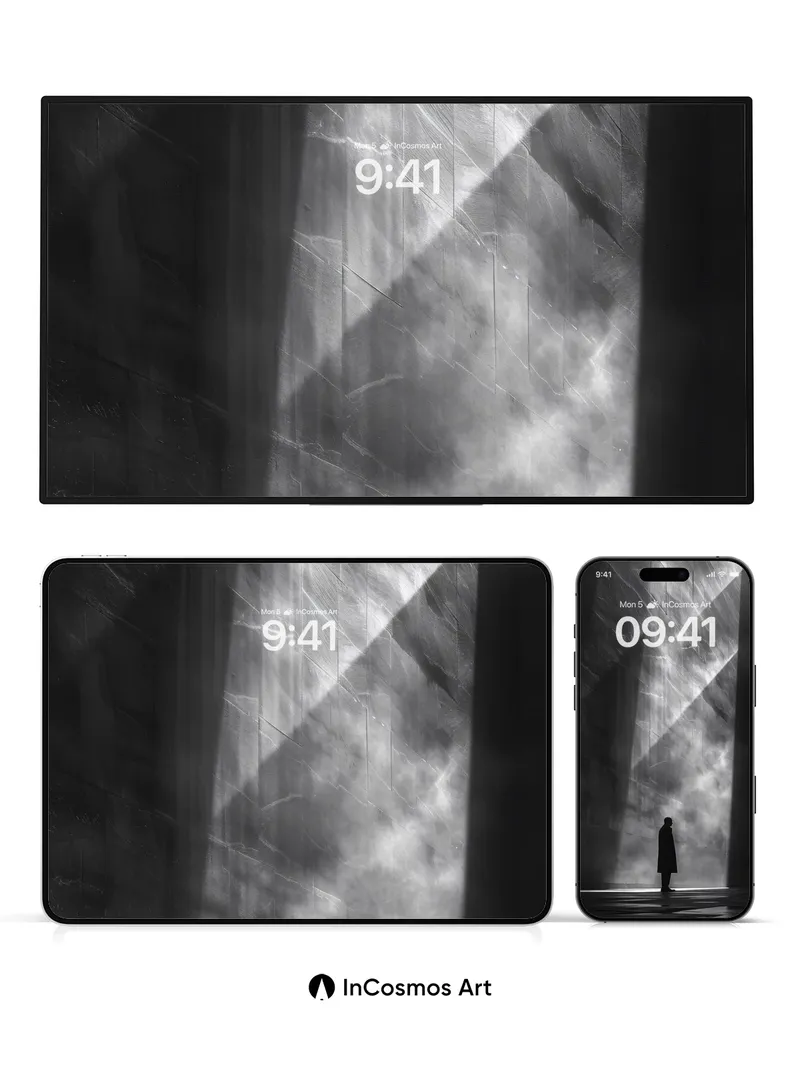 Silhouetted Solitude Wallpaper with Stone Light