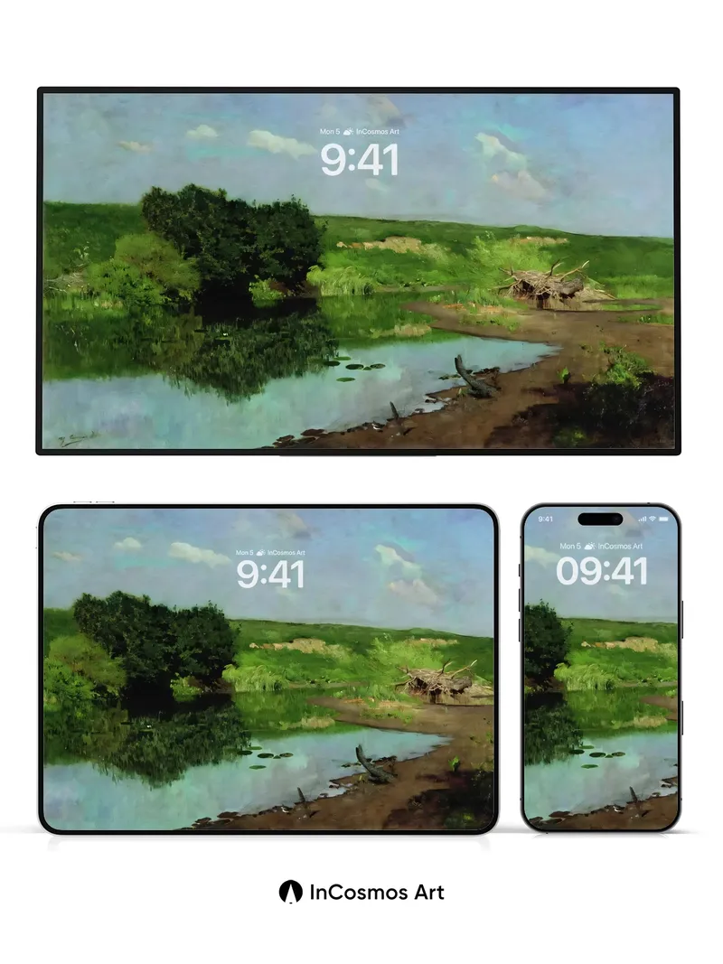 Serenity Pool Wallpaper with Verdant Reflections