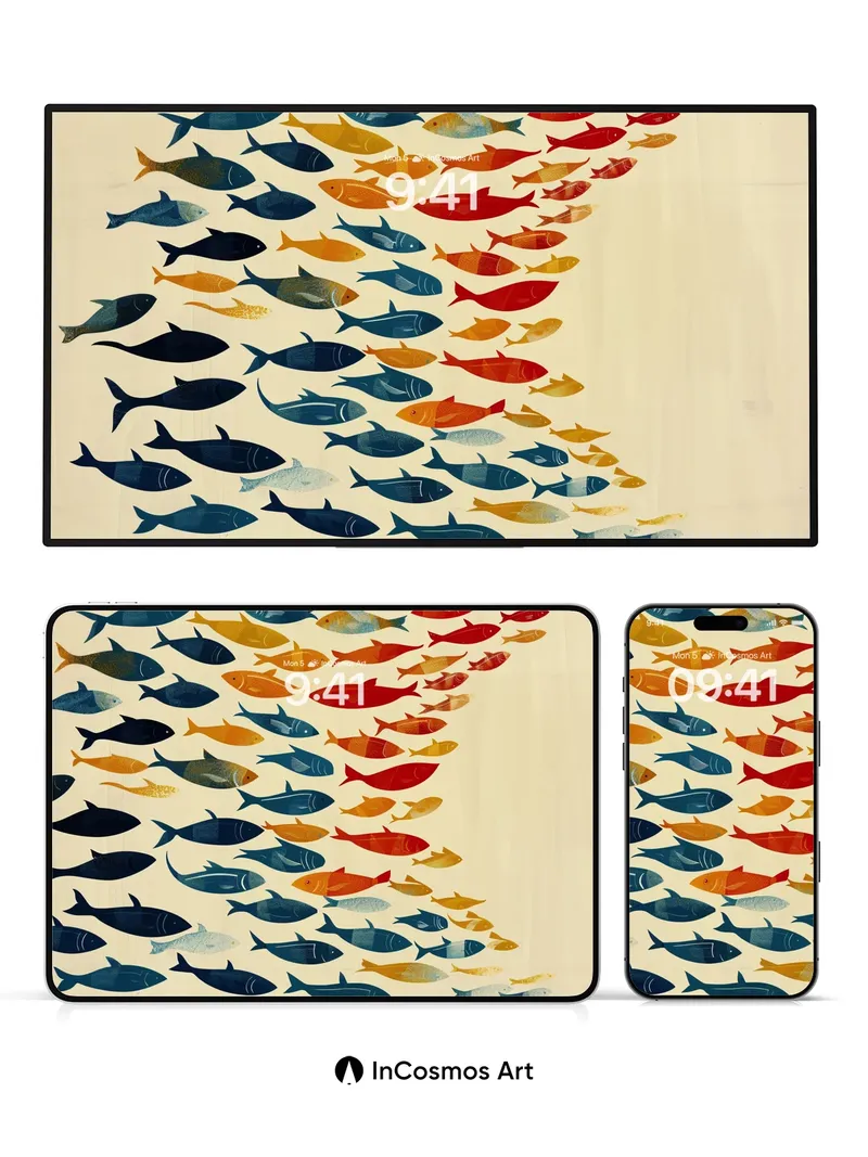 Synchronized Current Wallpaper with Color Gradient Flow