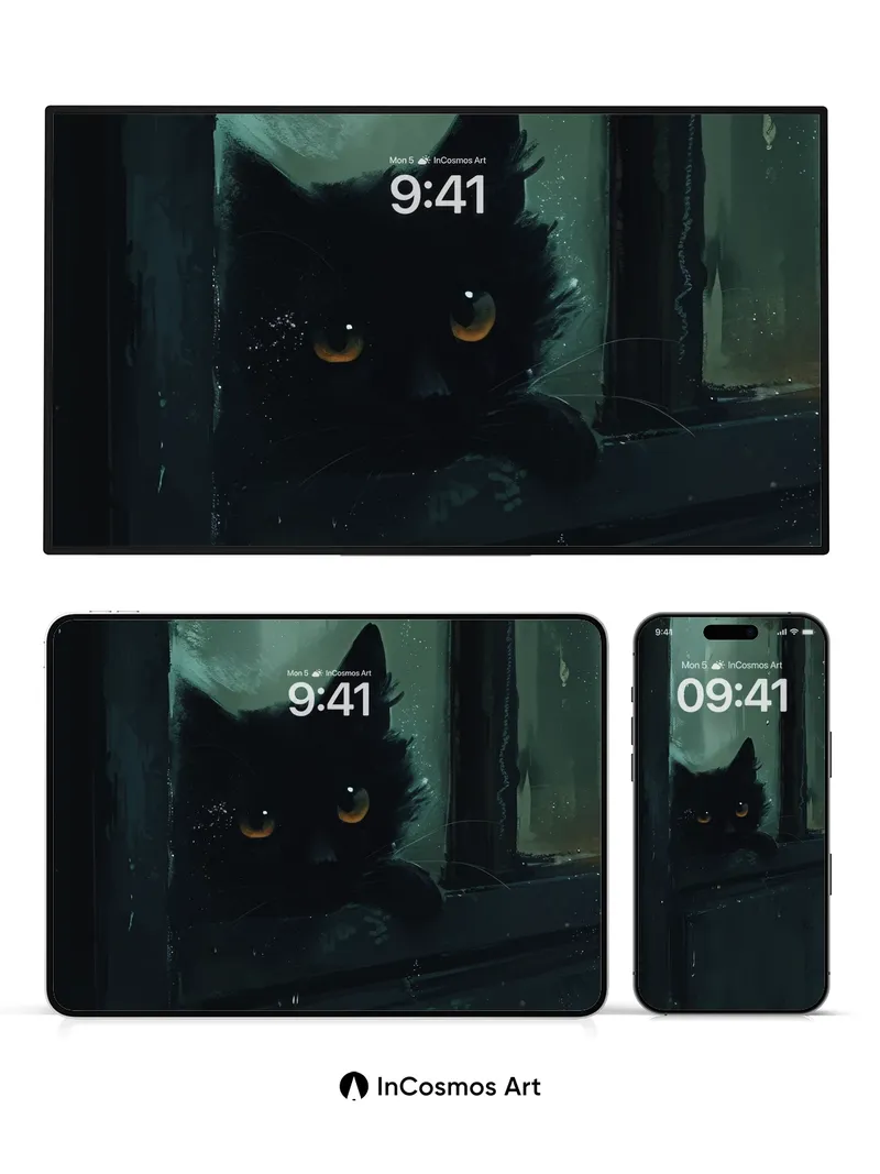 Whispering Shadow Wallpaper with Rain-Streaked Glass