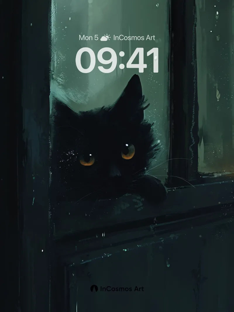 Whispering Shadow Wallpaper with Rain-Streaked Glass