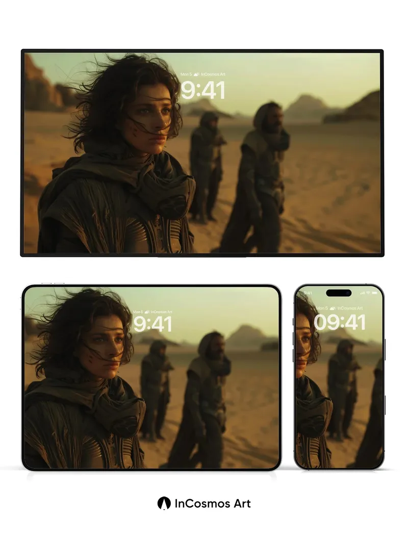 Desert Echo Wallpaper with Wind-Sculpted Faces