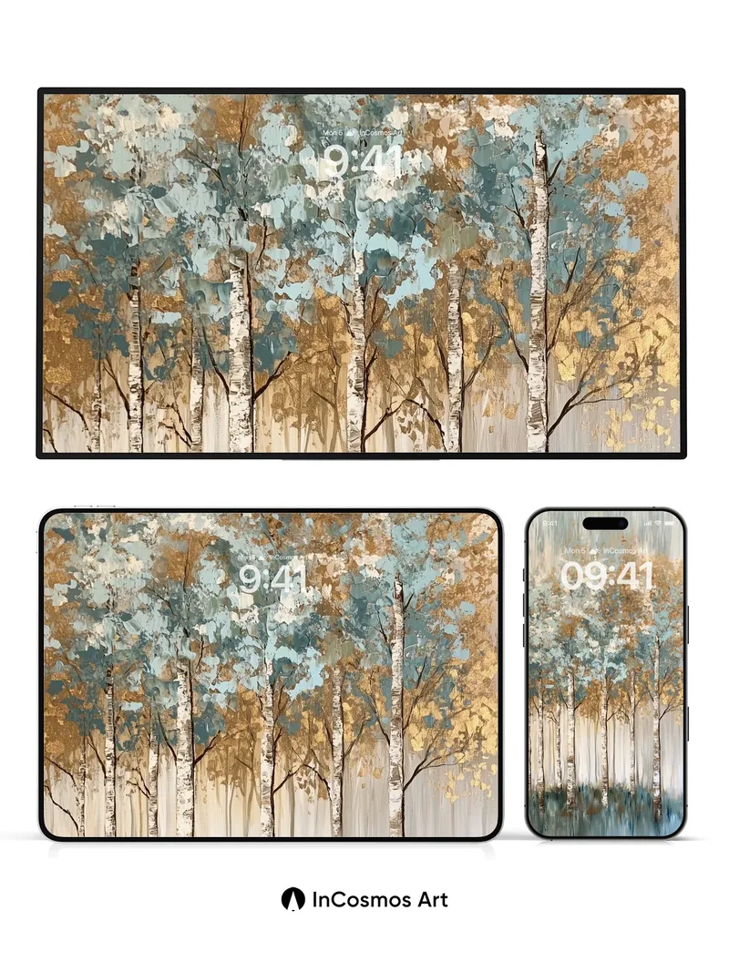 Whispering Birches Wallpaper with Autumn Hush