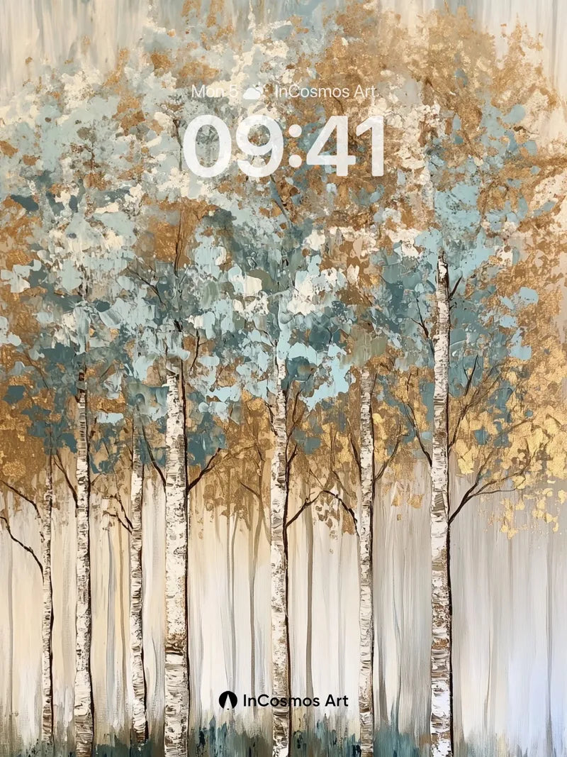 Whispering Birches Wallpaper with Autumn Hush
