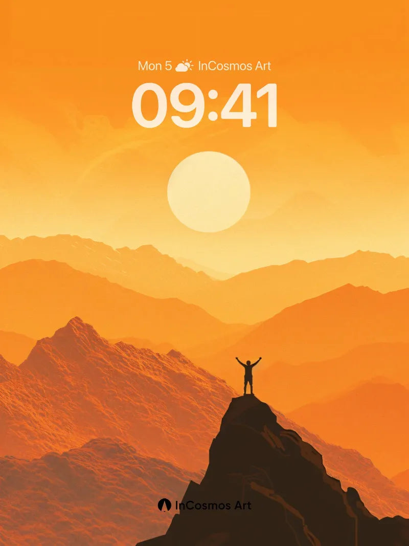 Golden Summit Wallpaper with Silhouetted Triumph