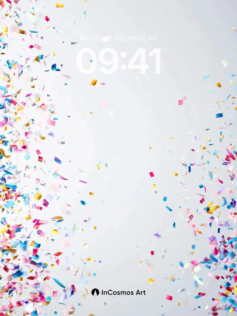 Floating Joy Wallpaper with Confetti Cascade