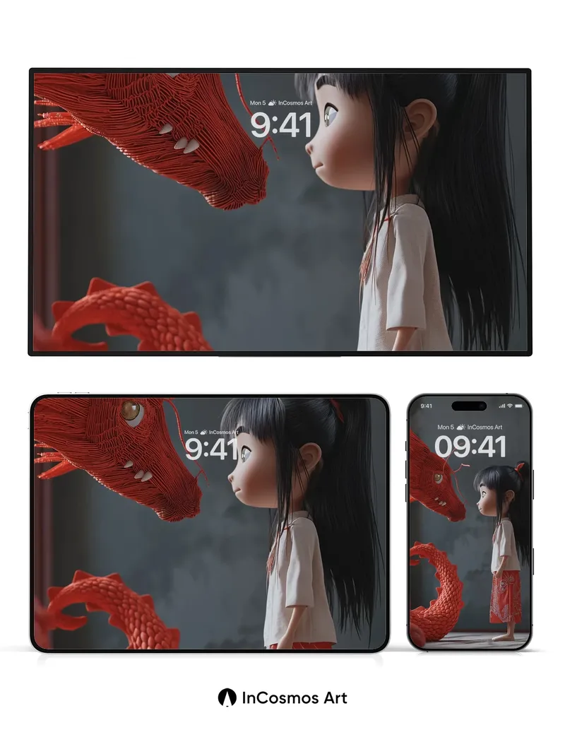 Whispering Threads Wallpaper with Dragon's Gaze