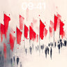 Silhouetted March Wallpaper with Crimson Flags wallpaper for iPhone, iPad & Mac