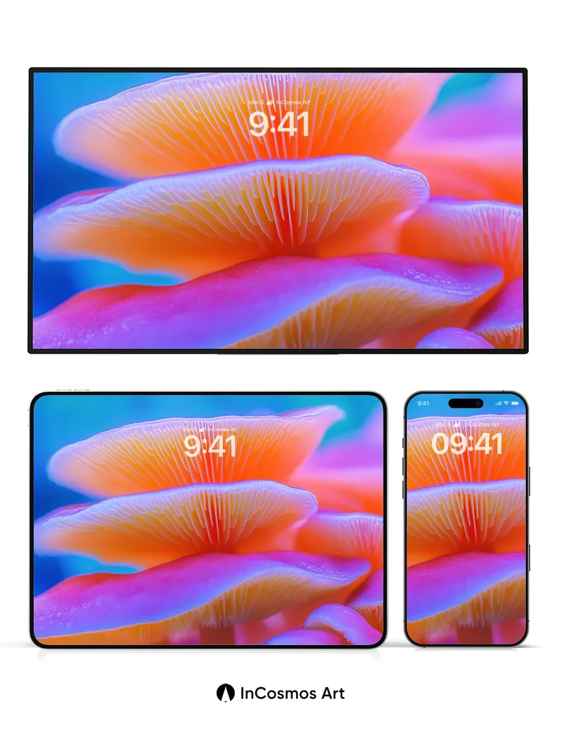 Luminous Fungi Wallpaper with Bioluminescent Hues