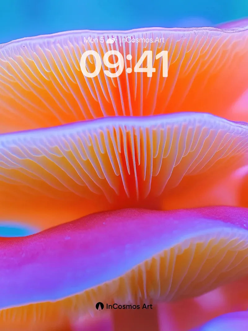 Luminous Fungi Wallpaper with Bioluminescent Hues