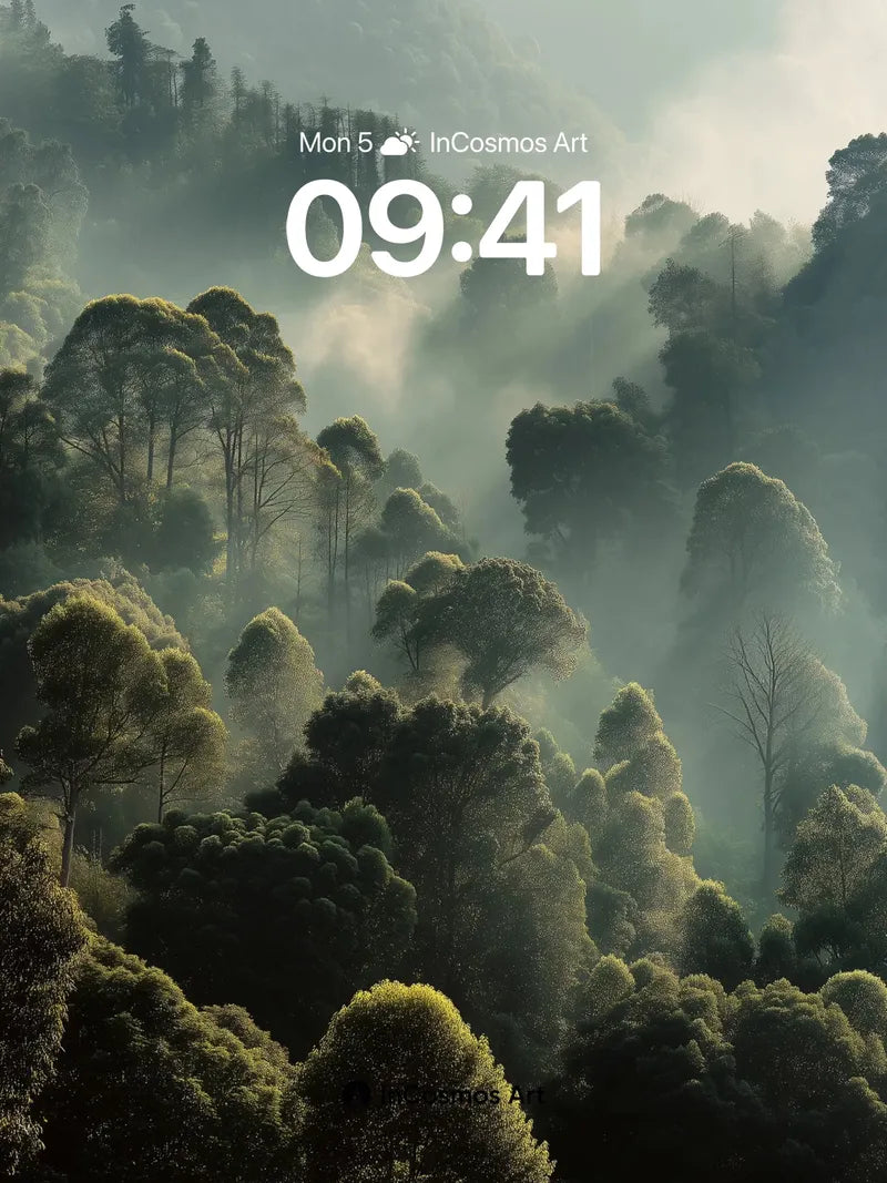 Mist-Cradled Forest Wallpaper with Sunlight Whispers