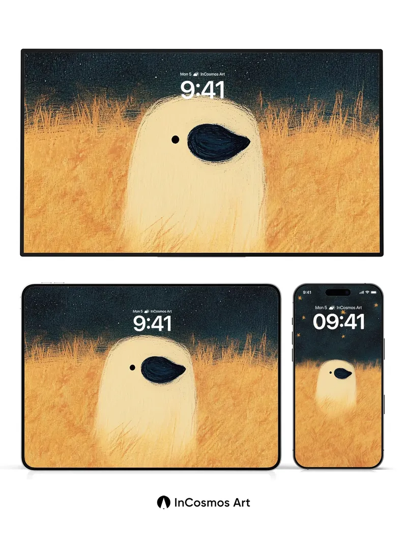 Starry Hush Wallpaper with Feathered Solitude