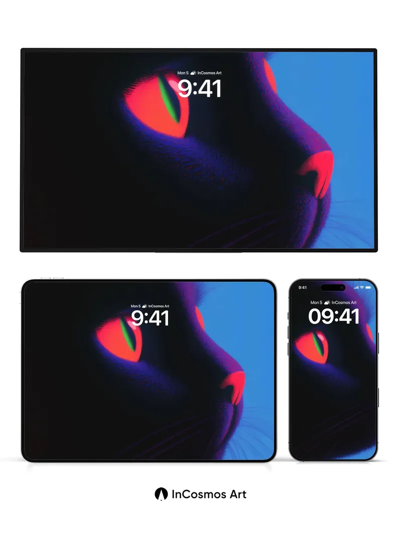 Neon Shadow Wallpaper with Electric Eyes