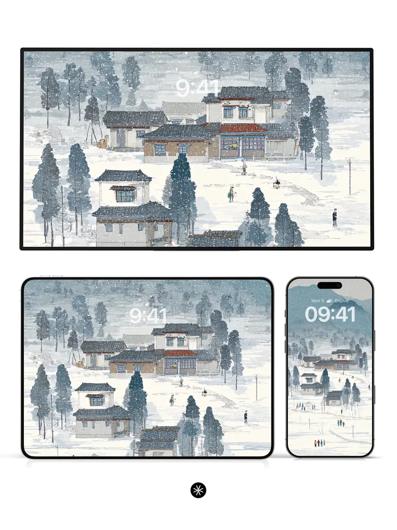 Winter Village Serenity Wallpaper