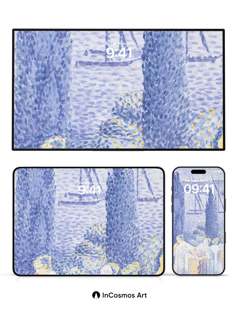 Serenity Blue Wallpaper with Cypress Whispers