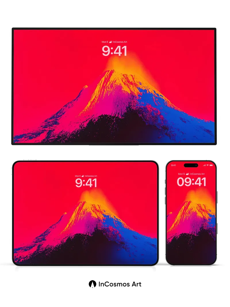 Volcanic Pulse Wallpaper with Neon Fire Core