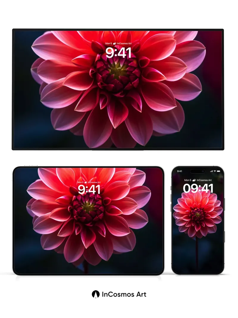 Velvet Bloom Wallpaper with Crimson Heart