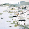 Serene Water Village Wallpaper with Floating Houses wallpaper for iPhone, iPad & Mac