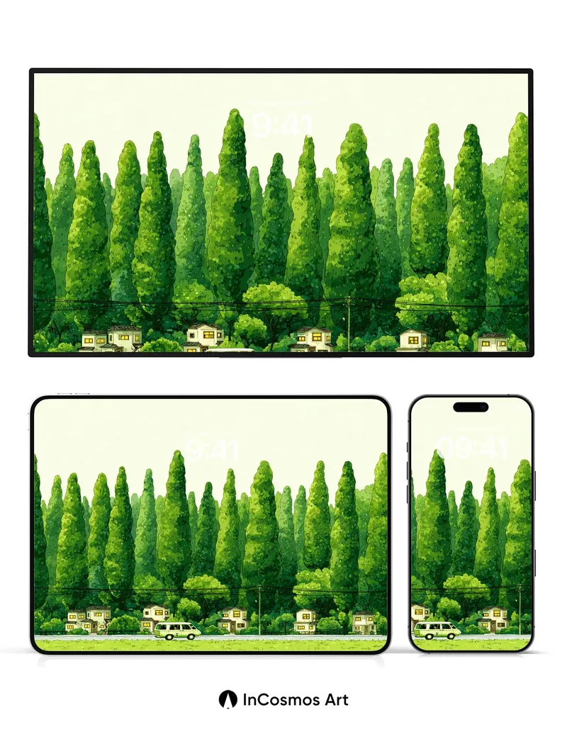 Serenity Row Wallpaper with Cypress Sentinel