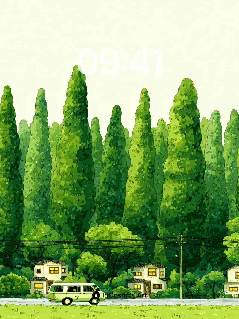 Serenity Row Wallpaper with Cypress Sentinel