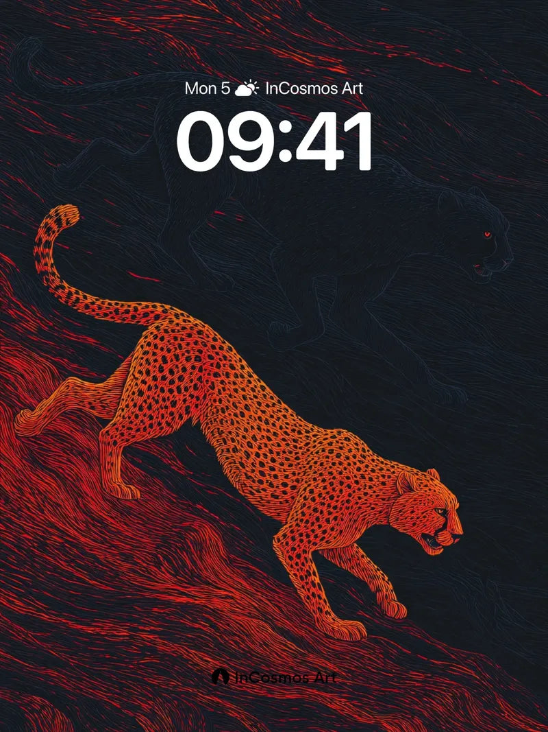 Fiery Cheetah Wallpaper with Shadowed Depths