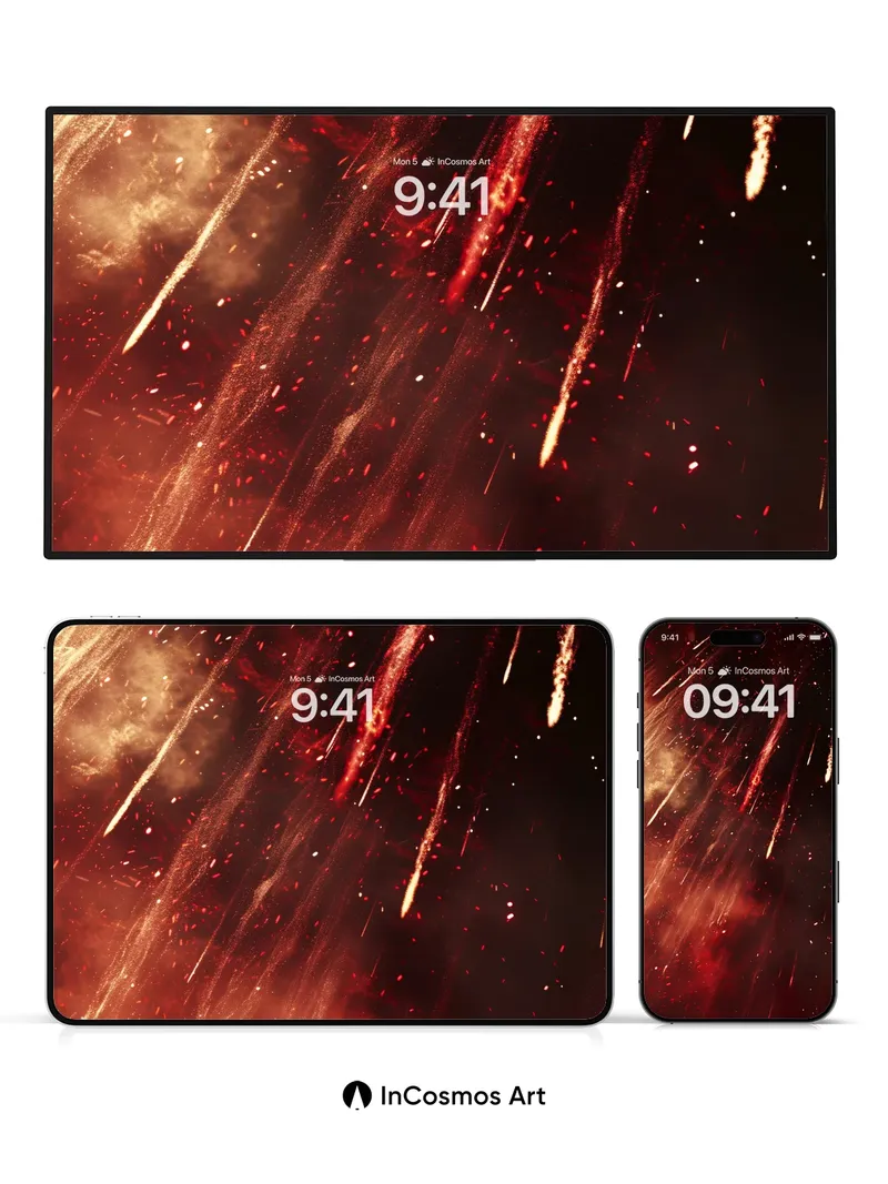 Crimson Storm Wallpaper with Falling Embers