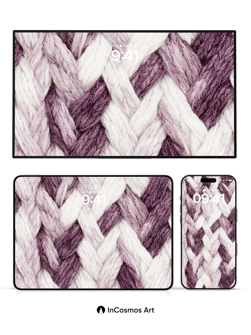 Lavender Lattice Wallpaper with Woolen Weave