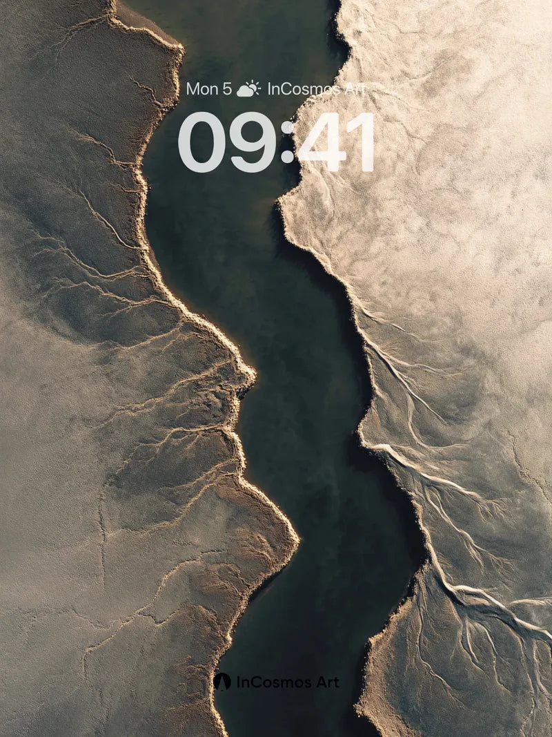 Serenity River Divide Wallpaper with Earth Veins