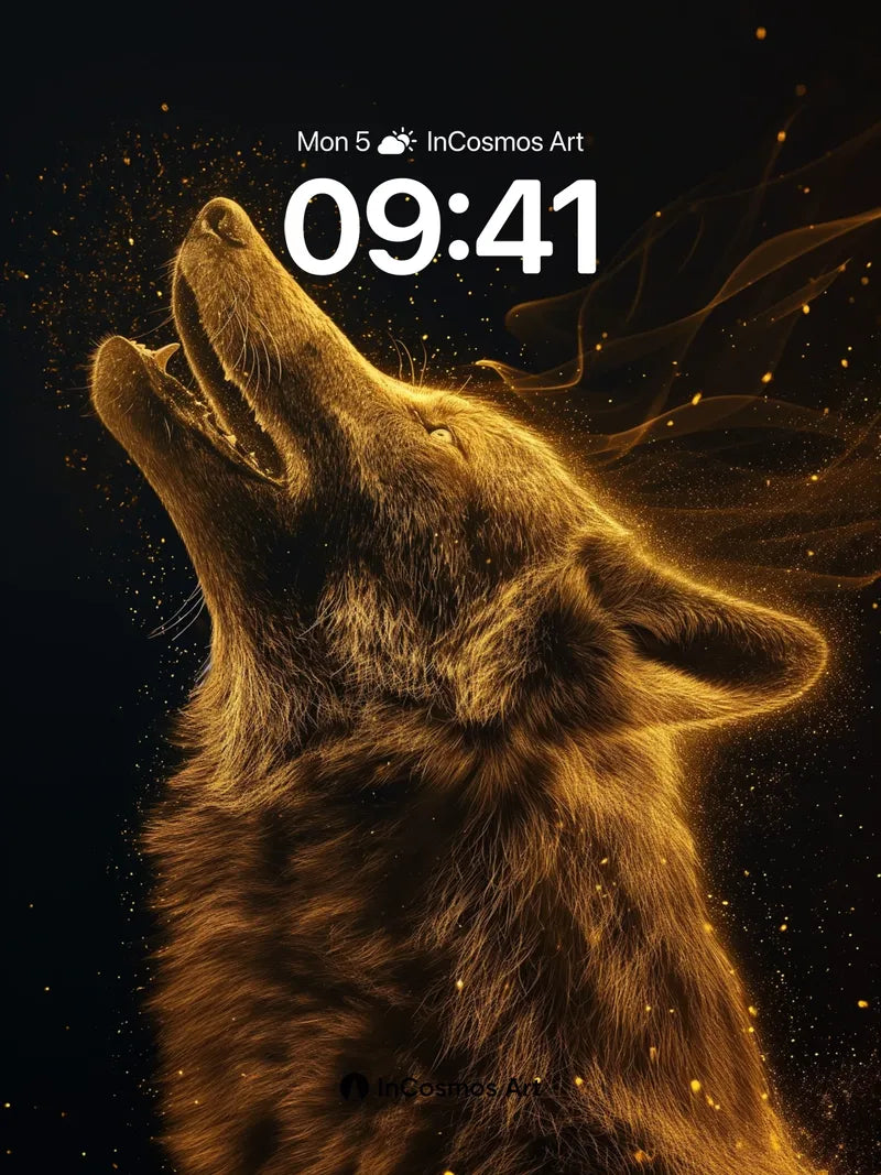 Golden Howl Wallpaper with Starlight Dust