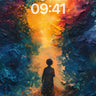 Cosmic Pathway Wallpaper with Starlit Silhouette wallpaper for iPhone, iPad & Mac