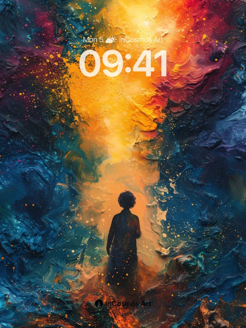 Cosmic Pathway Wallpaper with Starlit Silhouette wallpaper for iPhone, iPad & Mac