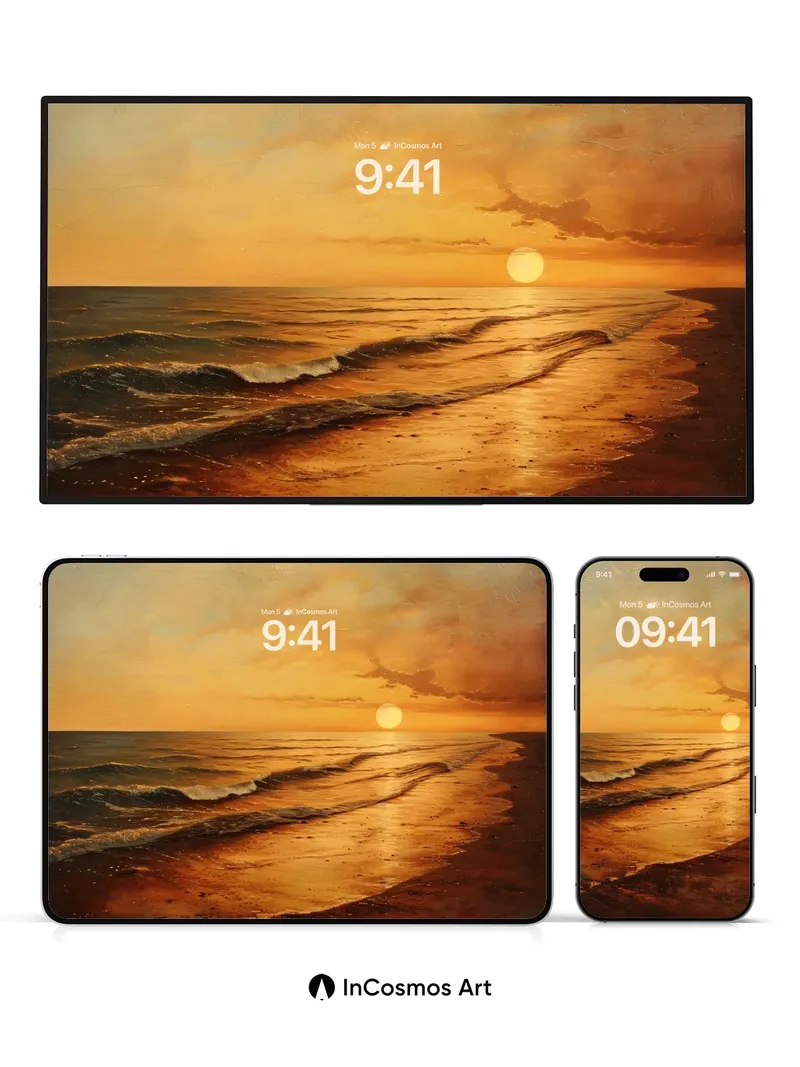 Golden Hush Wallpaper with Sunlit Sand