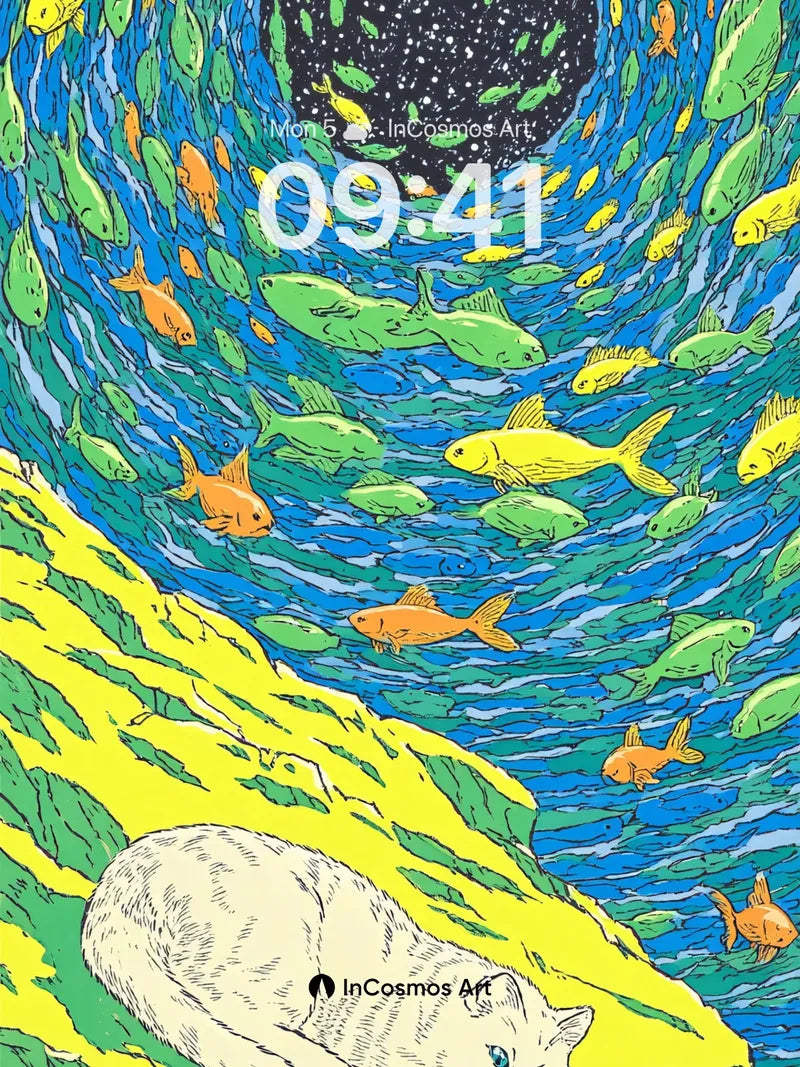 Whirlpool Dream Wallpaper with Cosmic Fish wallpaper for iPhone, iPad & Mac