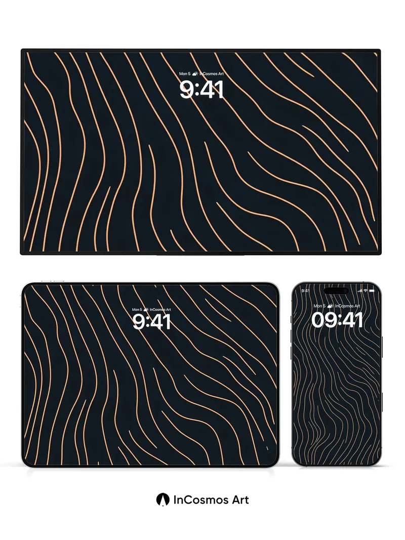 Serpentine Gold Wallpaper with Deep Night Veins