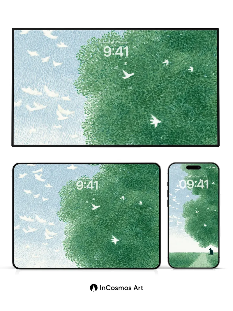 Serenity Under Canopy Wallpaper with Silent Watcher