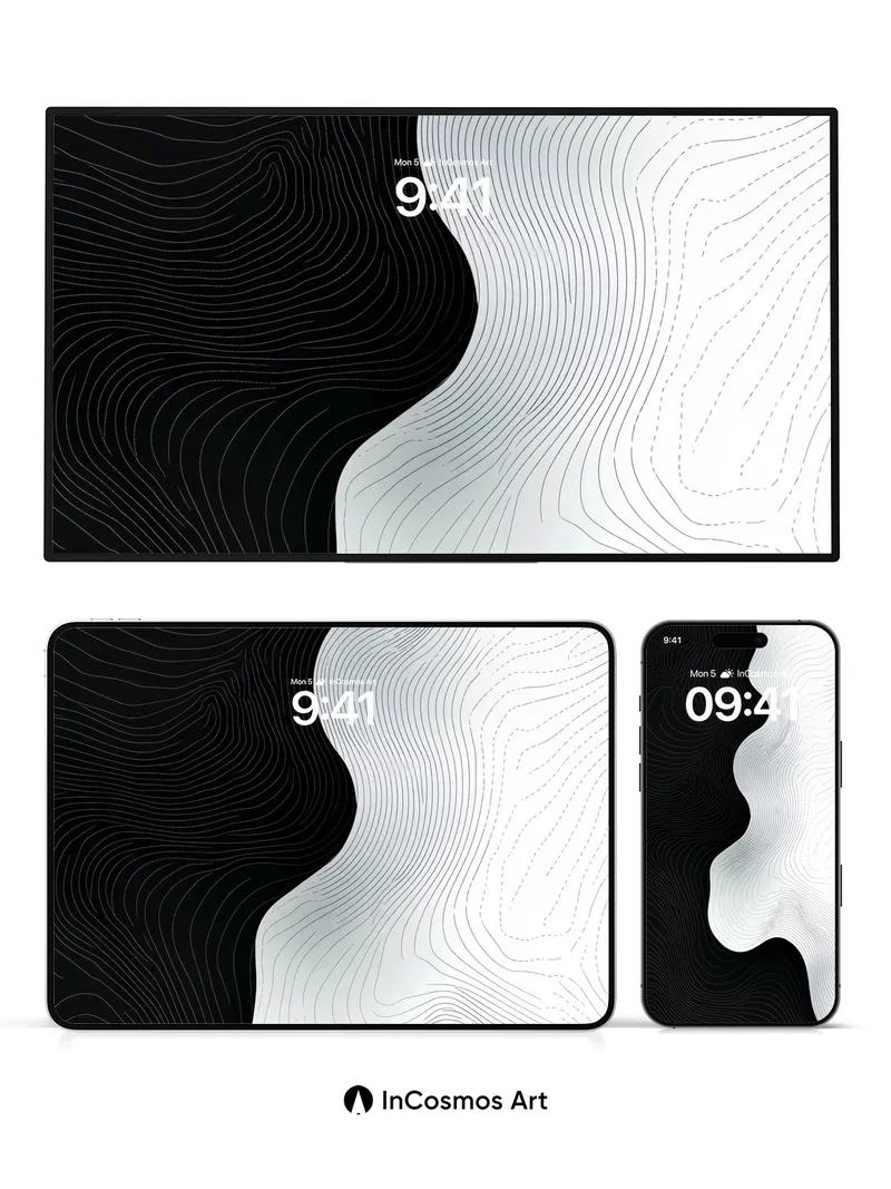 Silent Contour Wallpaper with Topographic Flow